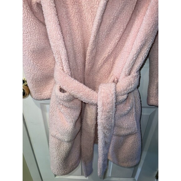 POTTERY BARN ROBE HOODED TEEN COZY SHERPA BLUSH ONE SIZE SOFT BELTED POCKETS - Picture 3 of 6
